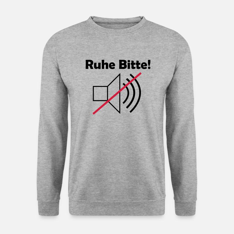 Ruhe Bitte! mit Lautsprechersymbol - Unisex Pullover - Weißgrau meliert