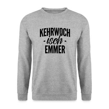 Schwaben Rules: Kehrwoch Isch Emmer - Unisex Pullover - Weißgrau meliert - Vorne - Alina (178cm) & Michal (187cm)