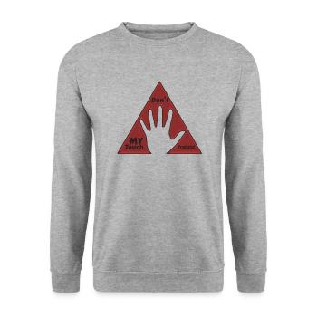 Don`t my touch my TRALALA! - Unisex Pullover - Weißgrau meliert - Vorne - Alina (178cm) & Michal (187cm)