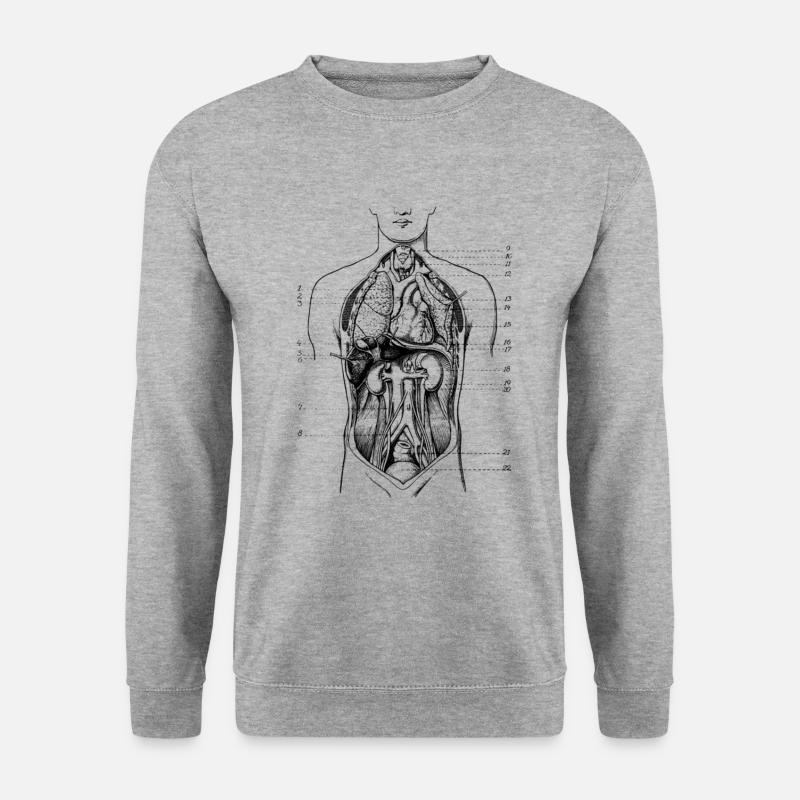 Medizinisches Schnittbild des menschlichen Körpers - Unisex Pullover - Weißgrau meliert