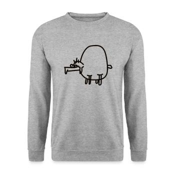 Guenther das Schaaf - Unisex Pullover - Weißgrau meliert - Vorne - Alina (178cm) & Michal (187cm)