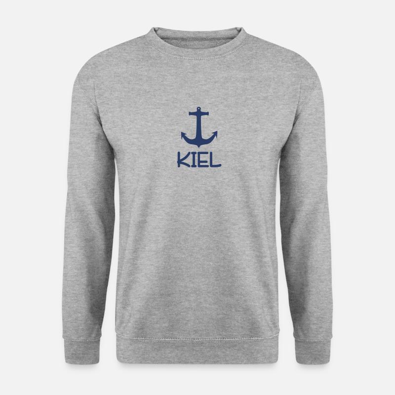 Kiel Anker Maritim Ostsee | Geschenk Mitbringsel - Unisex Pullover - Weißgrau meliert