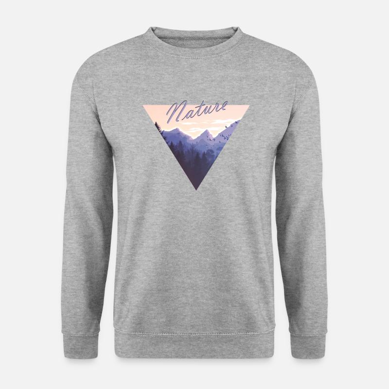 Nature, montagnes, forêt, oiseaux, triangle - Sweat-shirt Unisexe - gris chiné