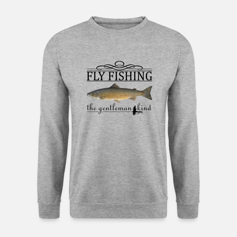 fly fishing Fliegenfischen - Unisex Pullover - Weißgrau meliert