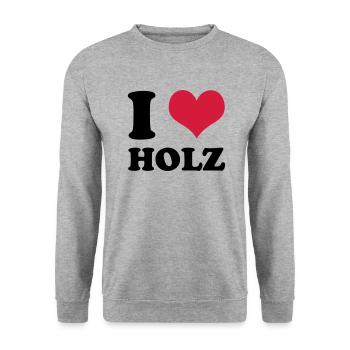 I Love Holz - Unisex Pullover - Weißgrau meliert - Vorne - Alina (178cm) & Michal (187cm)