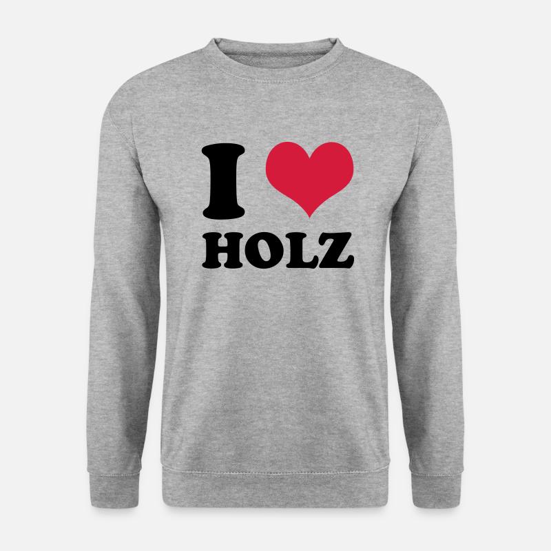 I Love Holz - Unisex Pullover - Weißgrau meliert