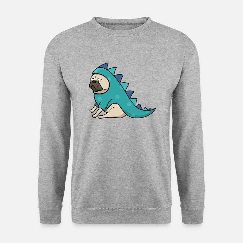 Dino Pug - Unisex Pullover - Weißgrau meliert
