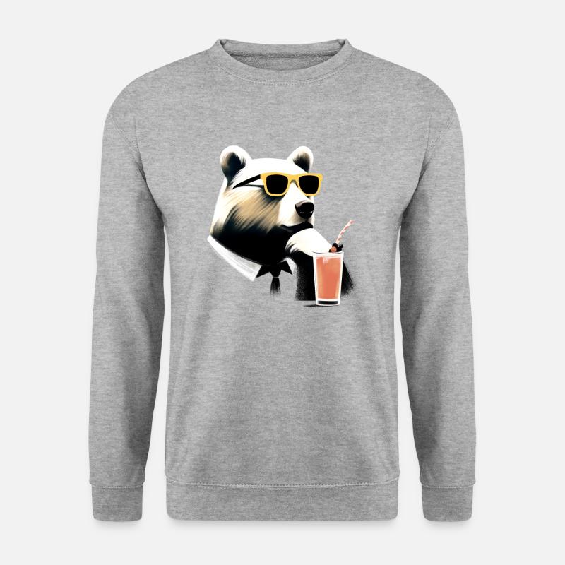 Cooler Bär - Unisex Pullover - Weißgrau meliert
