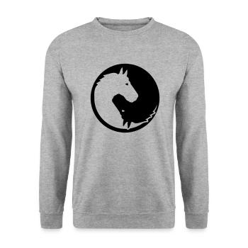 Pferd - Unisex Pullover - Weißgrau meliert - Vorne - Alina (178cm) & Michal (187cm)