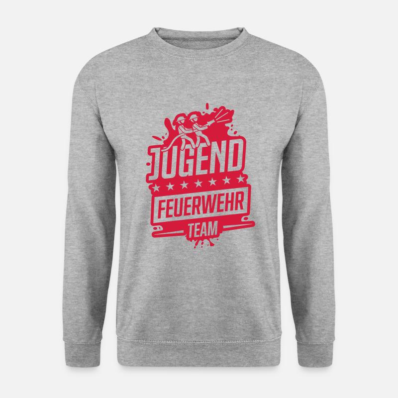 Jugend feuerwehr team - Unisex Pullover - Weißgrau meliert