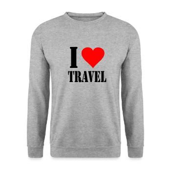 I Love Travel - Sweat-shirt Unisexe - gris chiné - Devant - Alina (178cm) & Michal (187cm)