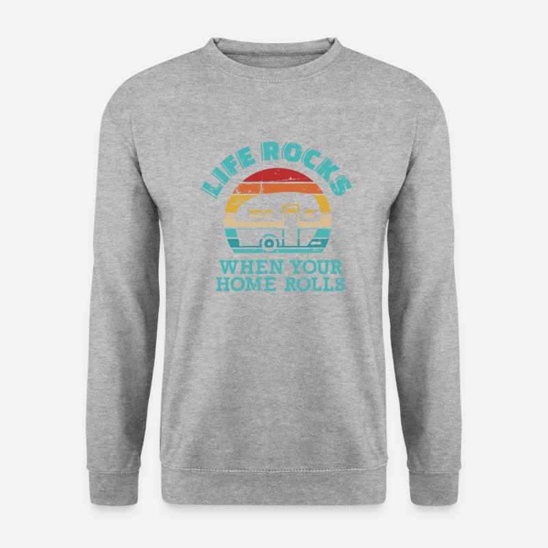 Wohnwagen - Unisex Pullover - Weißgrau meliert