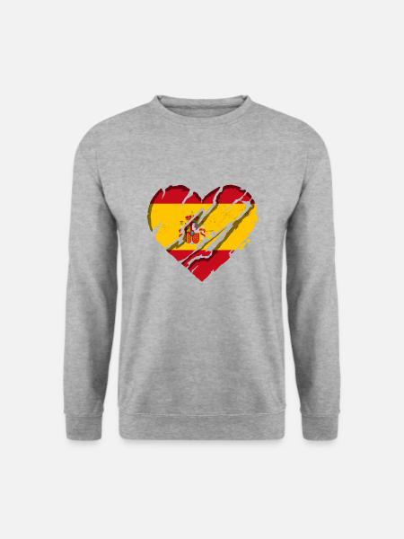 Espagne Drapeau Coeur Espagnol Drapeau Espagnol Utilisé Look - Sweat-shirt Unisexe - gris chiné