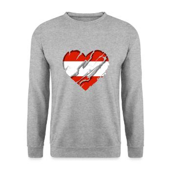 Austria Flag Austria Austrian flag AT - Unisex Sweatshirt - salt & pepper - Front - Alina (178cm) & Michal (187cm)