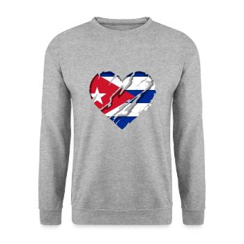 Kuba Flagge Karibik Urlaub Cuba Reise Havanna - Unisex Pullover - Weißgrau meliert - Vorne - Alina (178cm) & Michal (187cm)