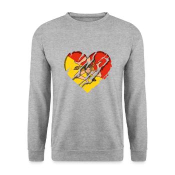 Drapeau de la Sicile Italie Palerme Trinacria Italia - Sweat-shirt Unisexe - gris chiné - Devant - Alina (178cm) & Michal (187cm)