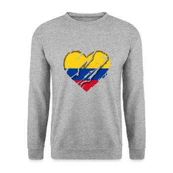 Drapeau Colombie Drapeau colombien vintage - Sweat-shirt Unisexe - gris chiné - Devant - Alina (178cm) & Michal (187cm)