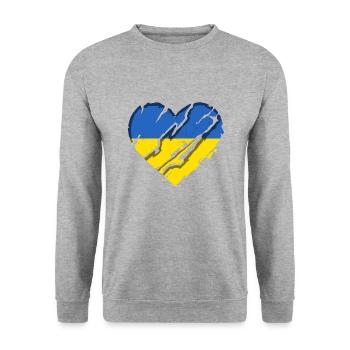 Ukraine Flag Vintage Ukrainian Flag Used Look - Sweat-shirt Unisexe - gris chiné - Devant - Alina (178cm) & Michal (187cm)
