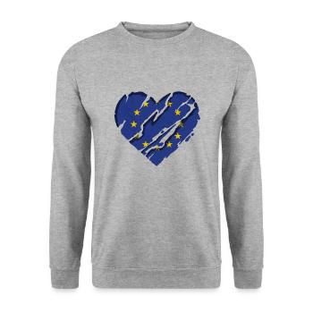 Drapeau Europe UE Euro Drapeau européen - Sweat-shirt Unisexe - gris chiné - Devant - Alina (178cm) & Michal (187cm)