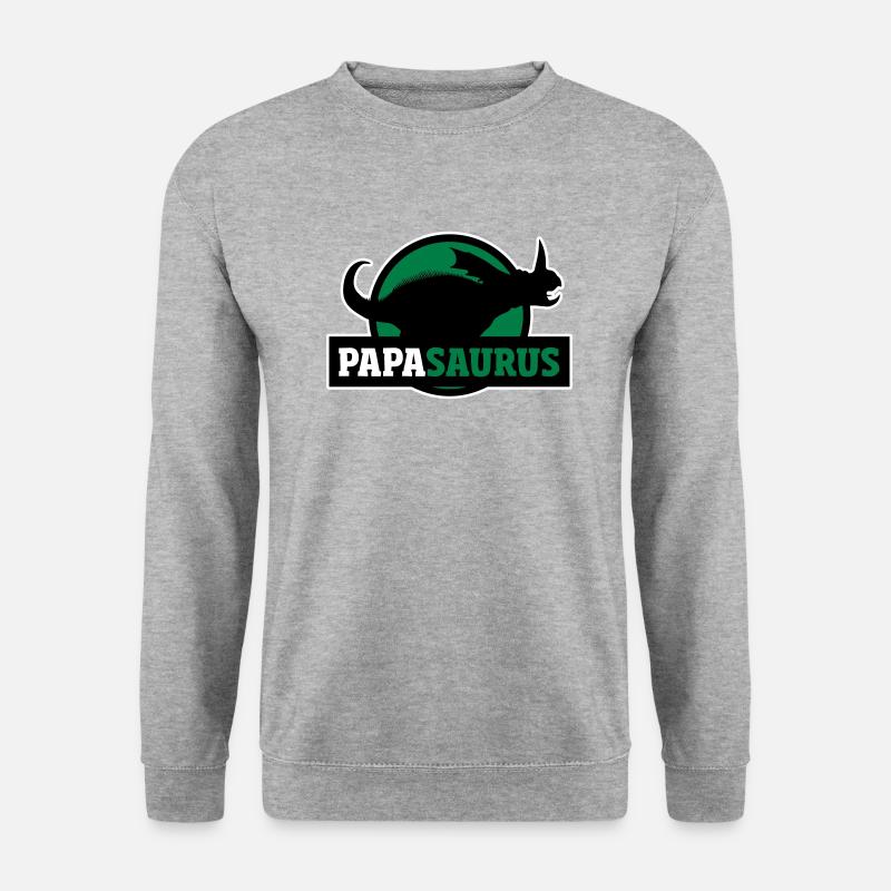 Papasaurus lustiges Geschenk für Väter - Unisex Pullover - Weißgrau meliert