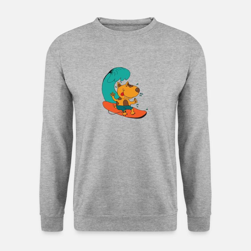 Surfender Hund - Unisex Pullover - Weißgrau meliert