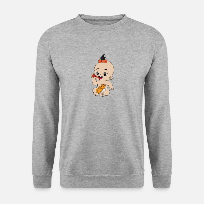 Baby Pizza - Unisex Pullover - Weißgrau meliert