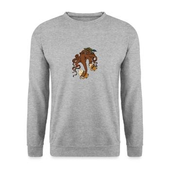 octopus beer - Unisex Sweatshirt - salt & pepper - Front - Alina (178cm) & Michal (187cm)