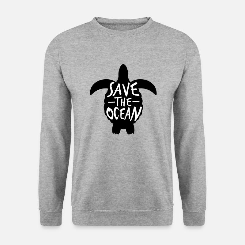 Save the ocean Schildkröte - Unisex Pullover - Weißgrau meliert