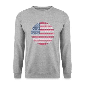 USA Flag America Flag Stars & Stripes Patriot - Unisex Sweatshirt - salt & pepper - Front - Alina (178cm) & Michal (187cm)