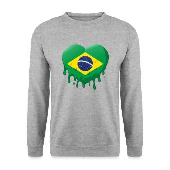 Brasilien Flagge Brasilianische Fahne Südamerika - Unisex Pullover - Weißgrau meliert - Vorne - Alina (178cm) & Michal (187cm)