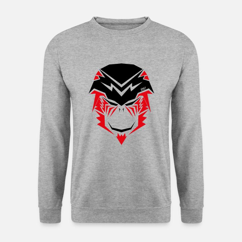 Der Affenkönig-Kämpfer - Unisex Pullover - Weißgrau meliert