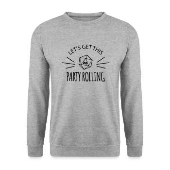 Pen and paper party rolling weiß - Unisex Pullover - Weißgrau meliert - Vorne - Alina (178cm) & Michal (187cm)