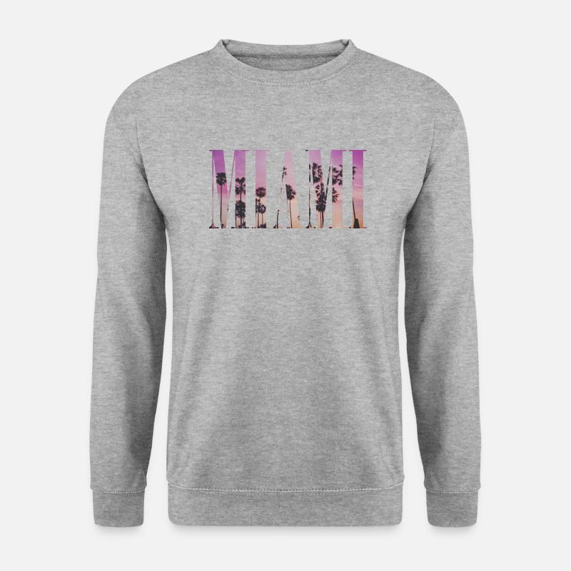 MIAMI USA FLORIDA Palmen Urlaub - Unisex Pullover - Weißgrau meliert