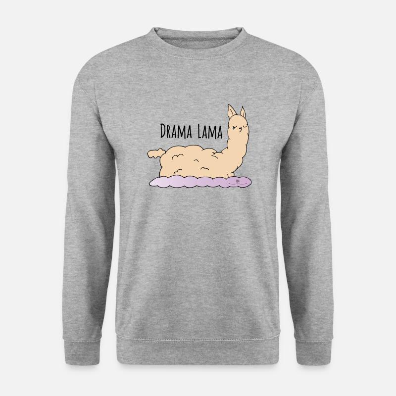 No Drama Lama... - Unisex Pullover - Weißgrau meliert