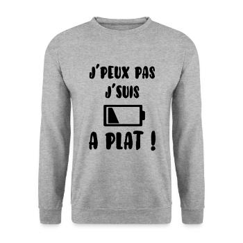 J’peux pas j´suis à plat - Sweat-shirt Unisexe - gris chiné - Devant - Alina (178cm) & Michal (187cm)