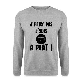 J’peux pas j´suis à plat - Sweat-shirt Unisexe - gris chiné - Devant - Alina (178cm) & Michal (187cm)