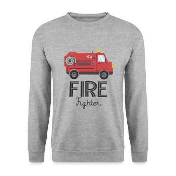 Firefighter Fire Truck Fire Brigade - Unisex Sweatshirt - salt & pepper - Front - Alina (178cm) & Michal (187cm)