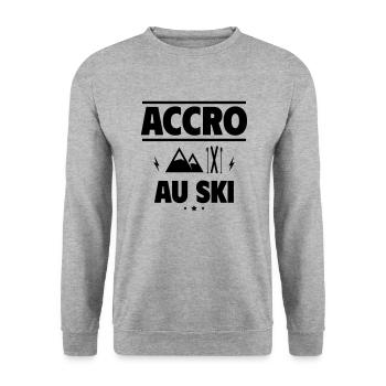accro au ski - Sweat-shirt Unisexe - gris chiné - Devant - Alina (178cm) & Michal (187cm)