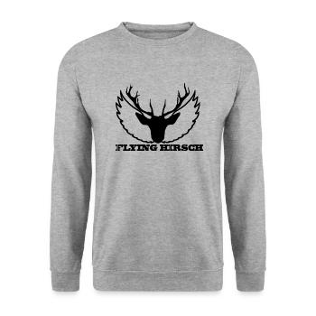 THE FLYING HIRSCH - Unisex Pullover - Weißgrau meliert - Vorne - Alina (178cm) & Michal (187cm)