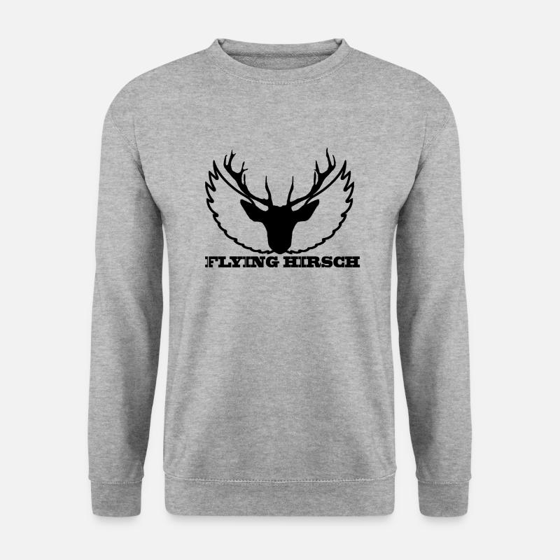 THE FLYING HIRSCH - Unisex Pullover - Weißgrau meliert