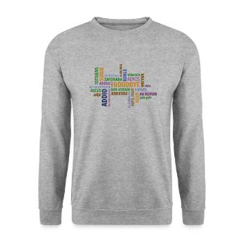 Au revoir - Sweat-shirt Unisexe - gris chiné - Devant - Alina (178cm) & Michal (187cm)