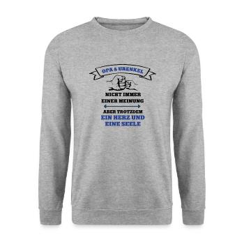Opa und Urenkel Team Partnerlook Enkel Uropa - Unisex Pullover - Weißgrau meliert - Vorne - Alina (178cm) & Michal (187cm)