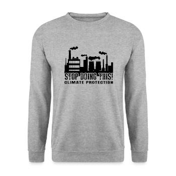 Stop Doing This! - Climate Protection - Unisex Pullover - Weißgrau meliert - Vorne - Alina (178cm) & Michal (187cm)