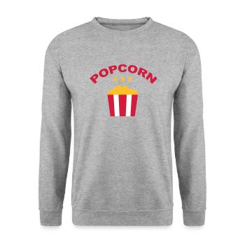 Popcorn Schriftzug Sterne Filme Abend Kino Abend - Unisex Pullover - Weißgrau meliert - Vorne - Alina (178cm) & Michal (187cm)