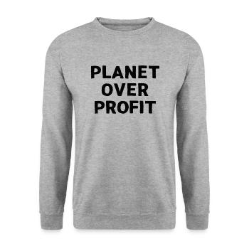 Planet over profit - Unisex Sweatshirt - salt & pepper - Front - Alina (178cm) & Michal (187cm)