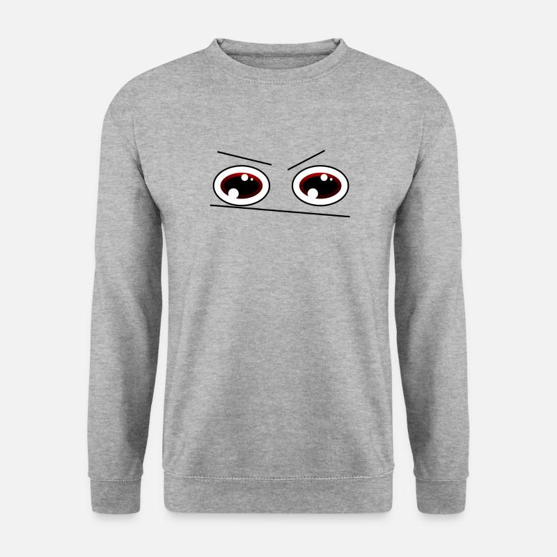 angry Eyes, Blick, Augen - Unisex Pullover - Weißgrau meliert