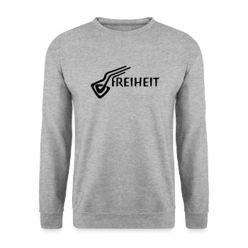 Freiheit - Unisex Pullover - Weißgrau meliert - Vorne - Alina (178cm) & Michal (187cm)