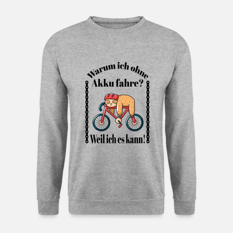 Faultier auf einem Fahrrad - Unisex Pullover - Weißgrau meliert
