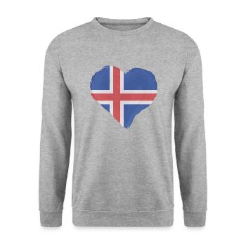 Drapeau de l’Islande Drapeau islandais vintage Look utilisé - Sweat-shirt Unisexe - gris chiné - Devant - Alina (178cm) & Michal (187cm)