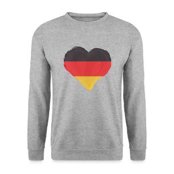 Deutschland Flagge Deutsche Fahne Used Look Heimat - Unisex Pullover - Weißgrau meliert - Vorne - Alina (178cm) & Michal (187cm)